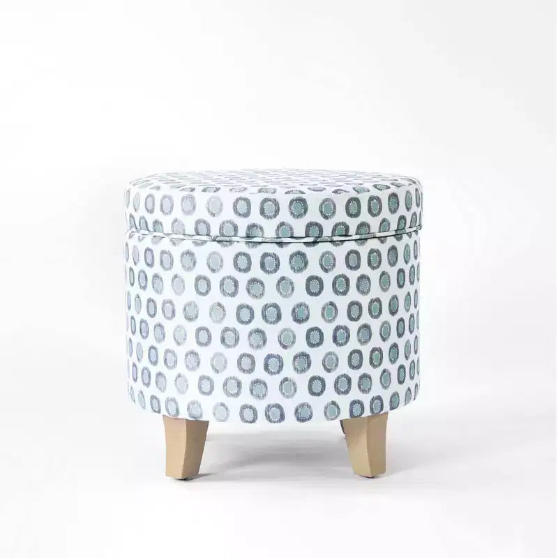 Cole Classics Round Storage Ottoman Flared Wood Leg - HomePop