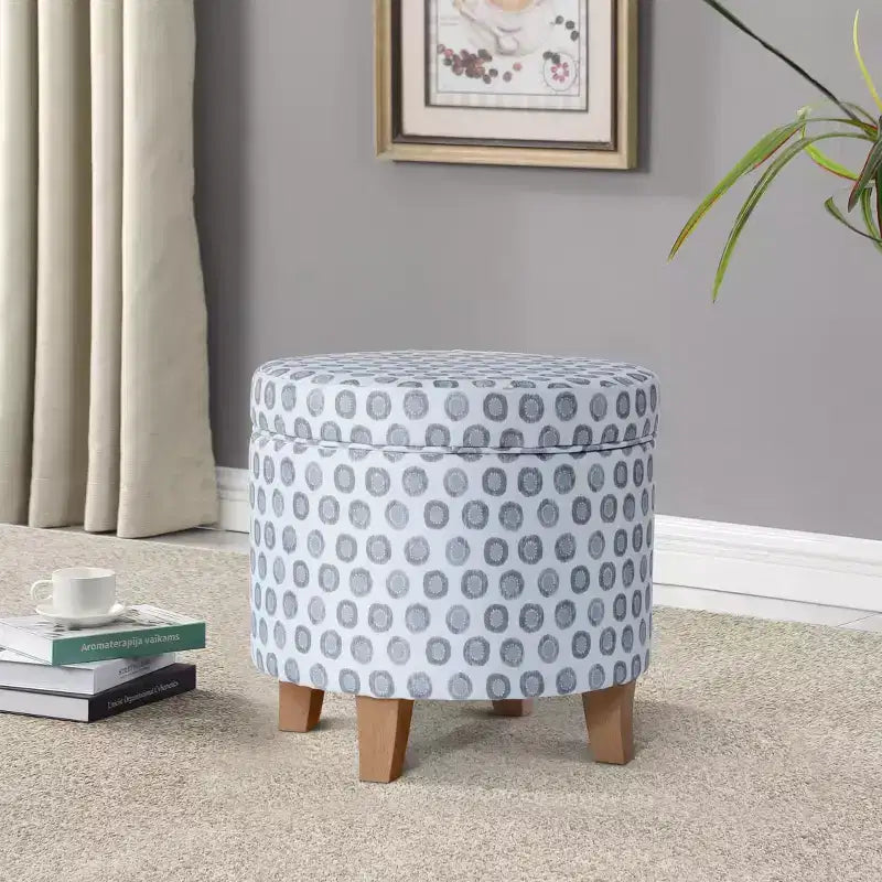 Cole Classics Round Storage Ottoman Flared Wood Leg - HomePop