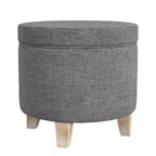 Cole Classics Round Storage Ottoman Flared Wood Leg - HomePop