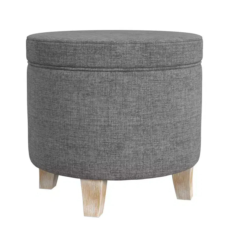 Cole Classics Round Storage Ottoman Flared Wood Leg - HomePop