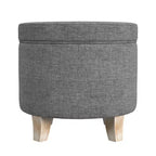 Cole Classics Round Storage Ottoman Flared Wood Leg - HomePop