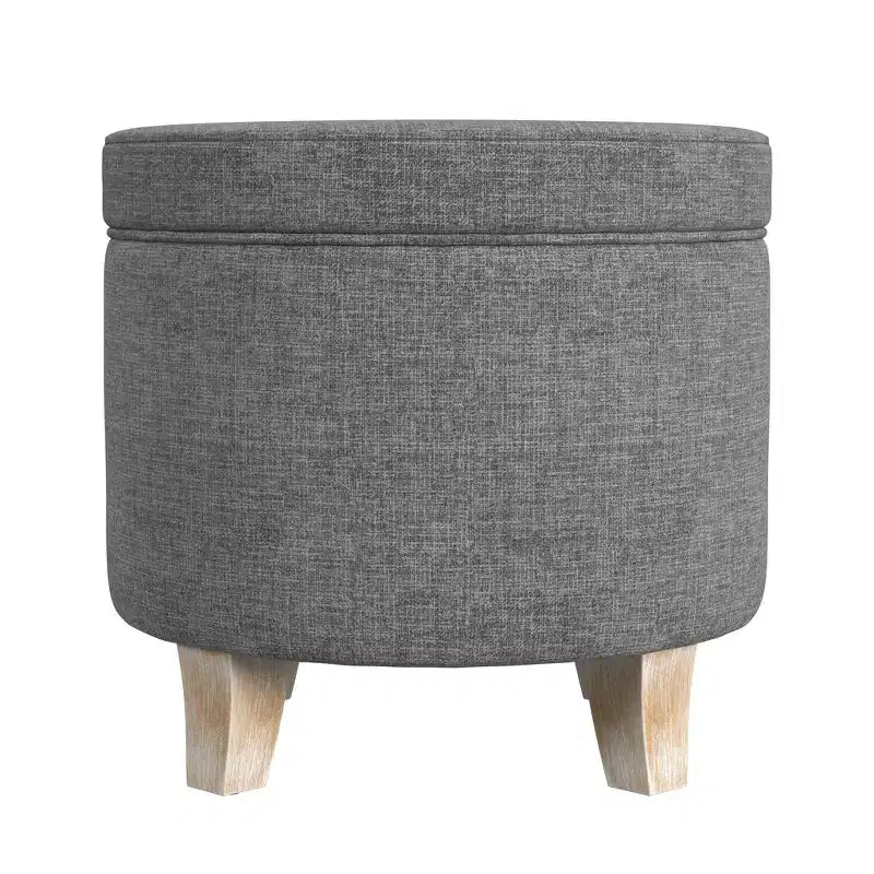 Cole Classics Round Storage Ottoman Flared Wood Leg - HomePop