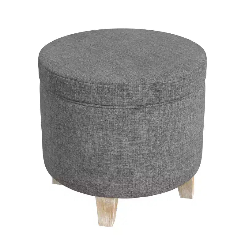 Cole Classics Round Storage Ottoman Flared Wood Leg - HomePop