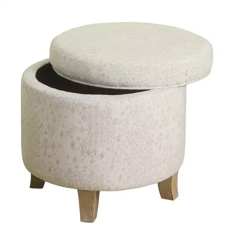 Cole Classics Round Storage Ottoman Flared Wood Leg - HomePop