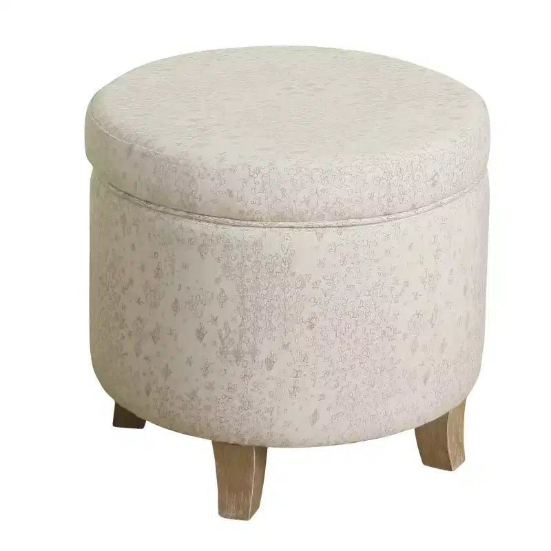 Cole Classics Round Storage Ottoman Flared Wood Leg - HomePop