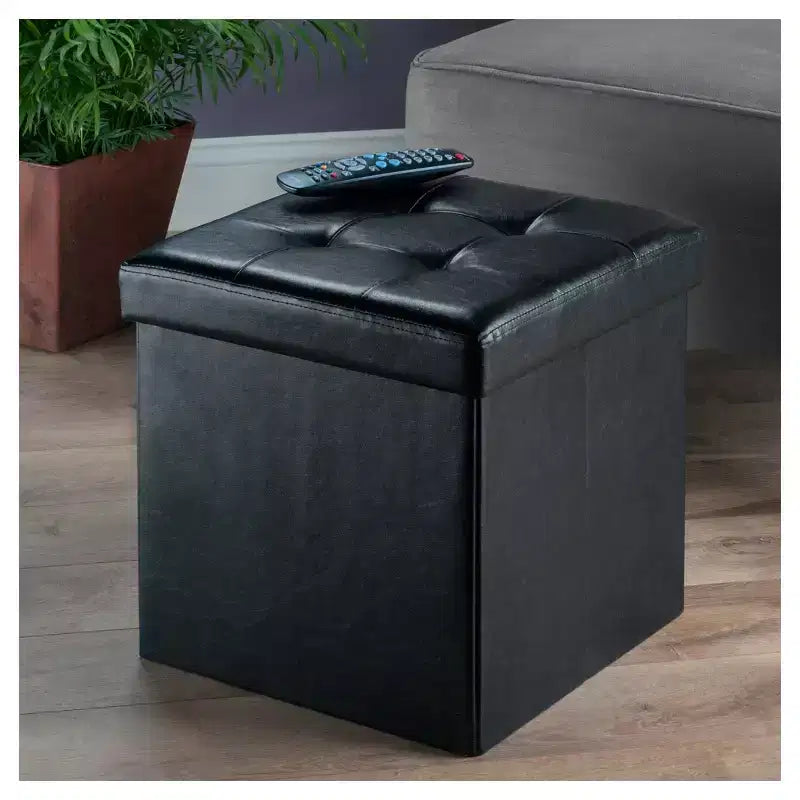 Ashford Storage Ottoman with Accent Stools Faux Leather - Winsome