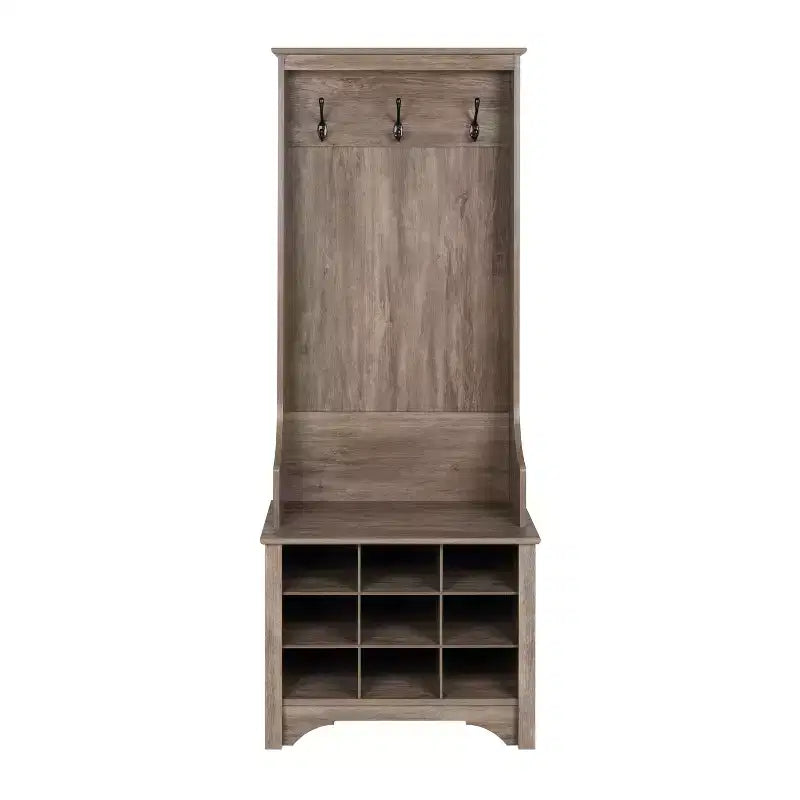 27 Narrow Hall Tree with 9 Shoe Cubbies - Prepac