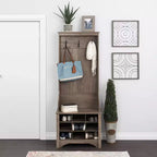 27 Narrow Hall Tree with 9 Shoe Cubbies - Prepac
