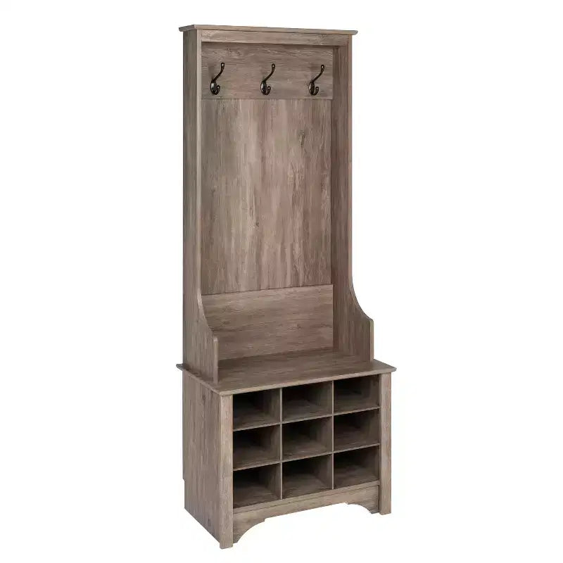 27 Narrow Hall Tree with 9 Shoe Cubbies - Prepac