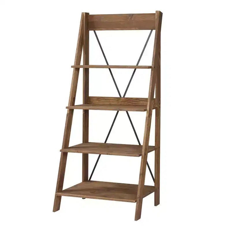 68.25 Support pour plantes / étagère échelle en bois massif Boho à 4 niveaux - Saracina Home