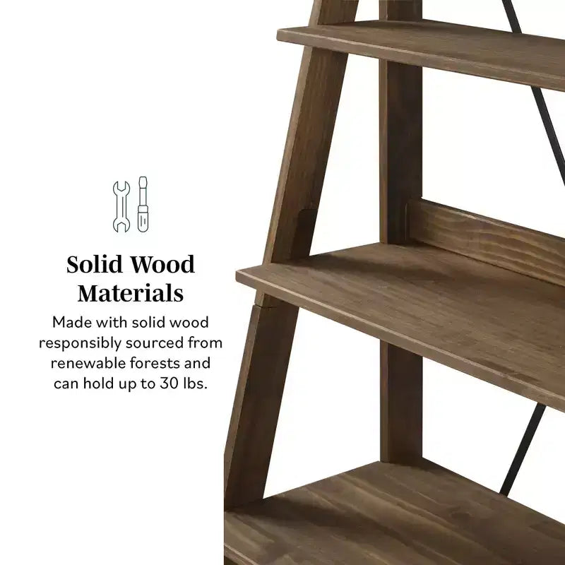 68.25 Support pour plantes / étagère échelle en bois massif Boho à 4 niveaux - Saracina Home