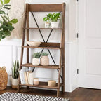 68.25 Support pour plantes / étagère échelle en bois massif Boho à 4 niveaux - Saracina Home