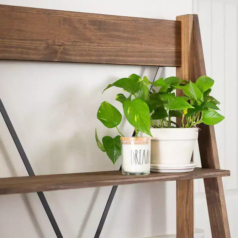 68.25 Support pour plantes / étagère échelle en bois massif Boho à 4 niveaux - Saracina Home