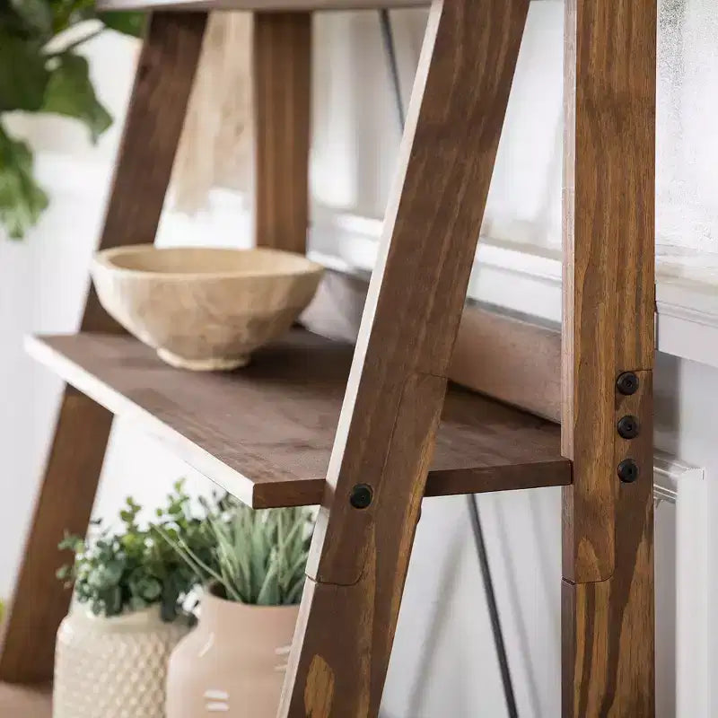 68.25 Support pour plantes / étagère échelle en bois massif Boho à 4 niveaux - Saracina Home