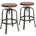 Elm Lane Radin Hammered Bronze Swivel Bar Stools Set of 2 Brown 29 High Industrial Adjustable Brown Seat with Footrest for Kitchen Counter Height