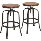 Elm Lane Radin Hammered Bronze Swivel Bar Stools Set of 2 Brown 29 High Industrial Adjustable Brown Seat with Footrest for Kitchen Counter Height