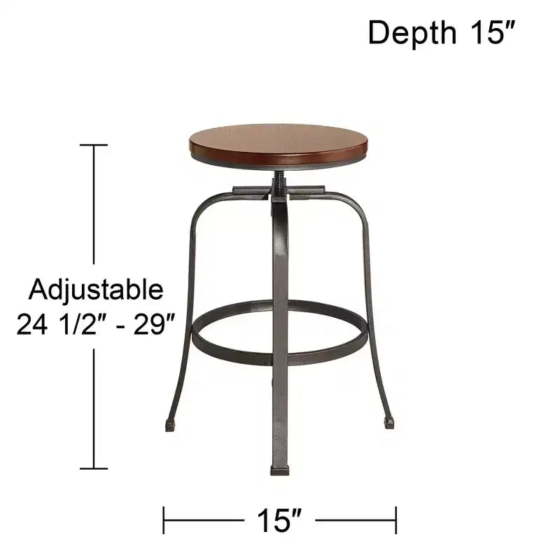 Tabourets de bar pivotants Elm Lane Radin en bronze martelé, lot de 2, hauteur 74 cm, siège industriel réglable marron avec repose-pieds, pour comptoir de cuisine