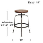 Tabourets de bar pivotants Elm Lane Radin en bronze martelé, lot de 2, hauteur 74 cm, siège industriel réglable marron avec repose-pieds, pour comptoir de cuisine