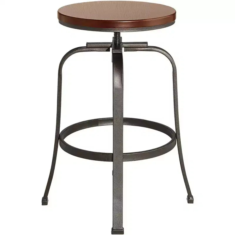 Tabourets de bar pivotants Elm Lane Radin en bronze martelé, lot de 2, hauteur 74 cm, siège industriel réglable marron avec repose-pieds, pour comptoir de cuisine