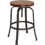 Tabourets de bar pivotants Elm Lane Radin en bronze martelé, lot de 2, hauteur 74 cm, siège industriel réglable marron avec repose-pieds, pour comptoir de cuisine