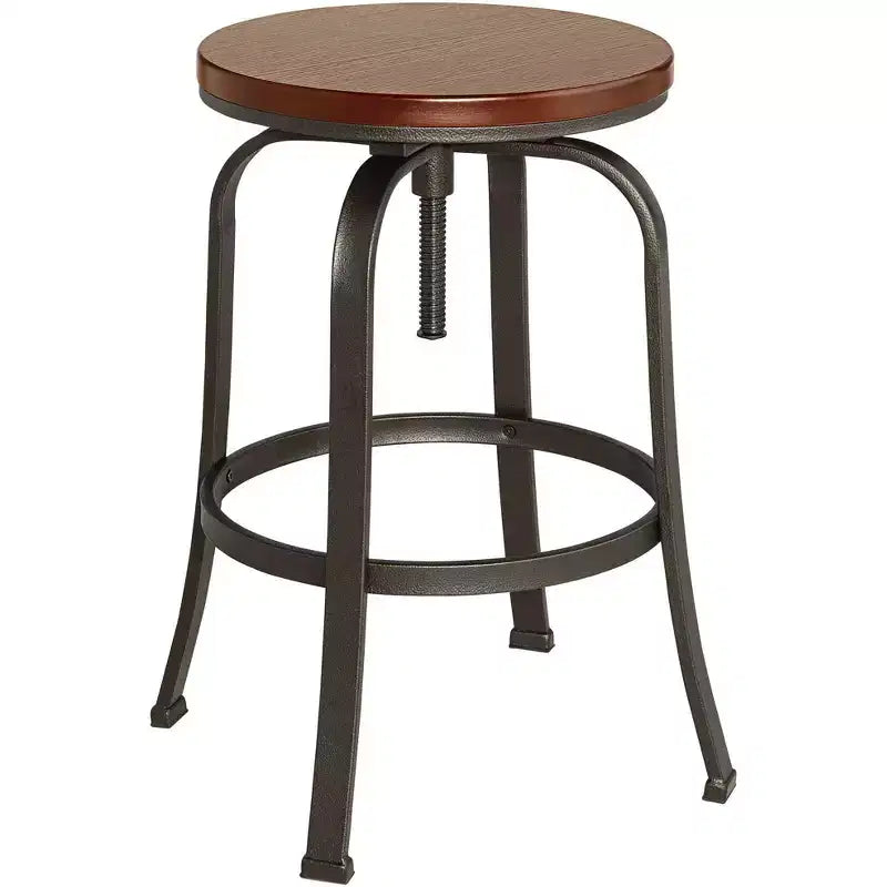Tabourets de bar pivotants Elm Lane Radin en bronze martelé, lot de 2, hauteur 74 cm, siège industriel réglable marron avec repose-pieds, pour comptoir de cuisine