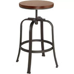 Tabourets de bar pivotants Elm Lane Radin en bronze martelé, lot de 2, hauteur 74 cm, siège industriel réglable marron avec repose-pieds, pour comptoir de cuisine