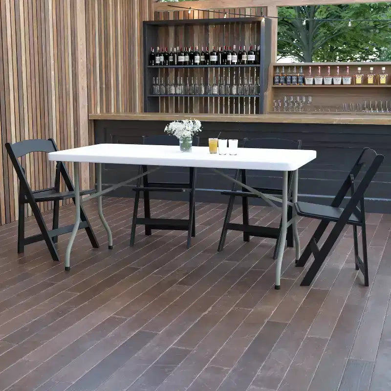 Table pliante en plastique blanc granit de 1,5 m Emma et Oliver - Table pliante de banquet/événement