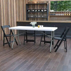 Table pliante en plastique blanc granit de 1,5 m Emma et Oliver - Table pliante de banquet/événement
