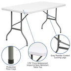 Table pliante en plastique blanc granit de 1,5 m Emma et Oliver - Table pliante de banquet/événement