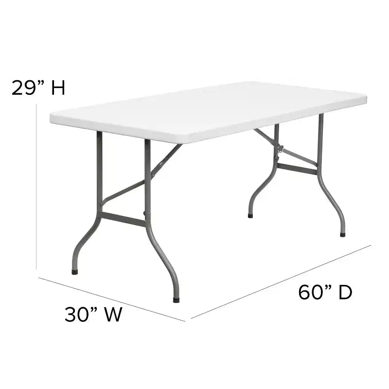 Table pliante en plastique blanc granit de 1,5 m Emma et Oliver - Table pliante de banquet/événement