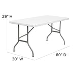 Table pliante en plastique blanc granit de 1,5 m Emma et Oliver - Table pliante de banquet/événement