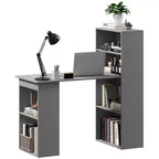 HOMCOM Modern Compact Computer Desk with 6-Tier Storage Shelves, Writing Table Workstation with Bookshelf for Home Office
