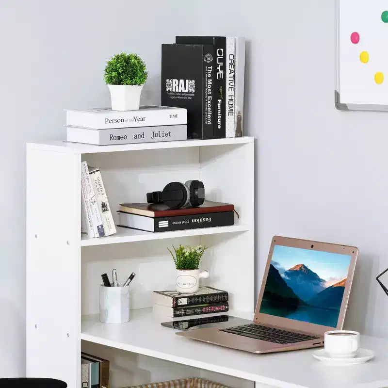 HOMCOM Modern Compact Computer Desk with 6-Tier Storage Shelves, Writing Table Workstation with Bookshelf for Home Office
