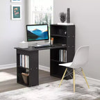 HOMCOM Modern Compact Computer Desk with 6-Tier Storage Shelves, Writing Table Workstation with Bookshelf for Home Office