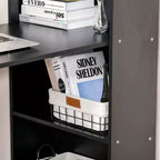 HOMCOM Modern Compact Computer Desk with 6-Tier Storage Shelves, Writing Table Workstation with Bookshelf for Home Office