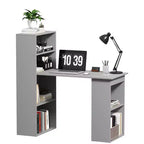 HOMCOM Modern Compact Computer Desk with 6-Tier Storage Shelves, Writing Table Workstation with Bookshelf for Home Office