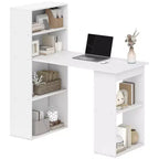 HOMCOM Modern Compact Computer Desk with 6-Tier Storage Shelves, Writing Table Workstation with Bookshelf for Home Office