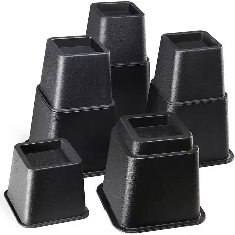 Adjustable Bed Risers - Heavy Duty Furniture Riser Set of 4 in Heights of 8, 5, or 3 Inches for Table risers, Bed Frame Risers in Black  Homeitusa