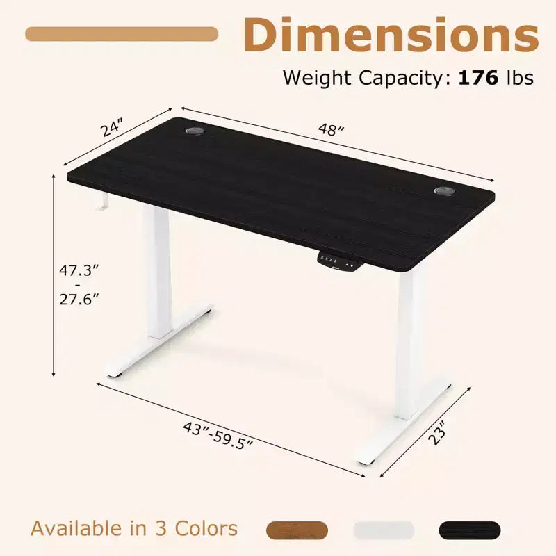 Costway Ergonomic Electric Adjustable Standing up Desk Dual Motor w/ Controller