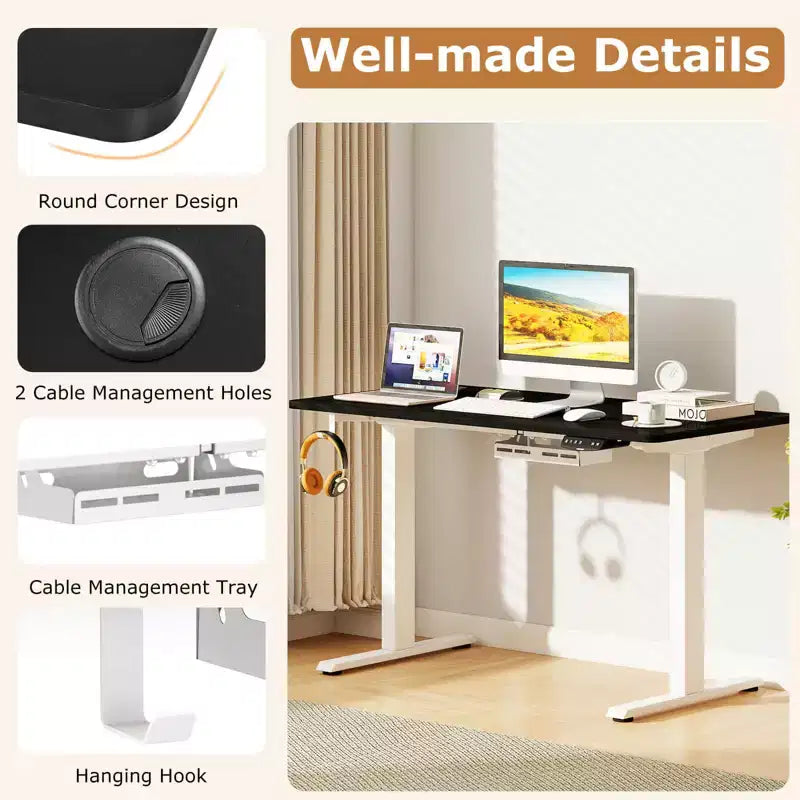 Costway Ergonomic Electric Adjustable Standing up Desk Dual Motor w/ Controller