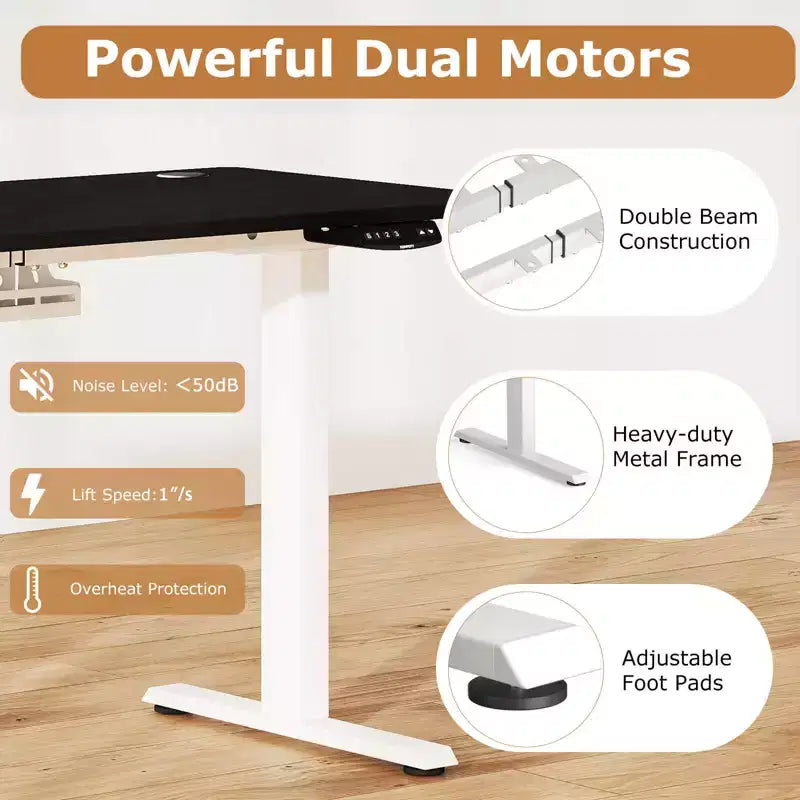 Costway Ergonomic Electric Adjustable Standing up Desk Dual Motor w/ Controller