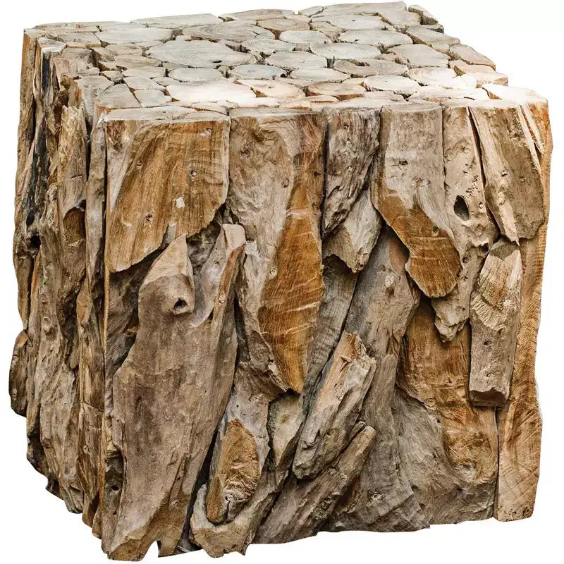 Uttermost Rustic Country Cottage Reclaimed Teak Wood Square Cube Table 17 Wide Smoothly Sanded Tabletop for Living Room Bedroom