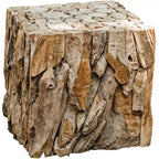 Uttermost Rustic Country Cottage Reclaimed Teak Wood Square Cube Table 17 Wide Smoothly Sanded Tabletop for Living Room Bedroom