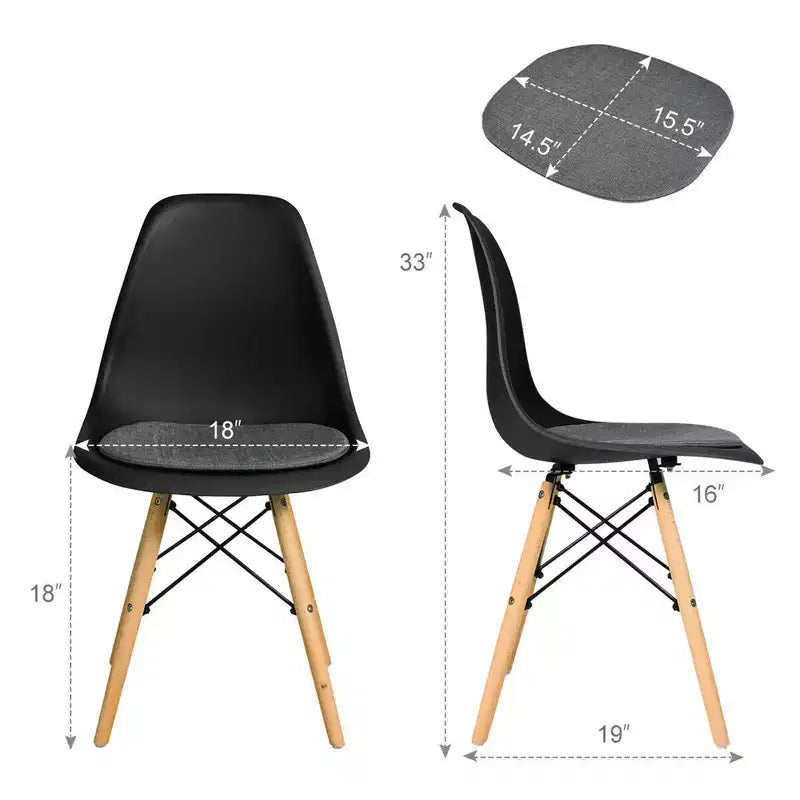 Costway Lot de 4 Chaises de Salle à Manger Scandinaves DSW Modernes avec Coussin en Lin Blanc