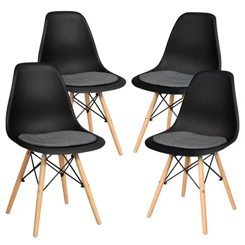 Costway Lot de 4 Chaises de Salle à Manger Scandinaves DSW Modernes avec Coussin en Lin Blanc