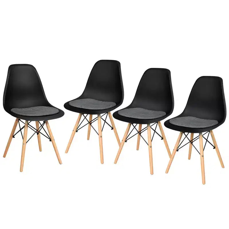 Costway Lot de 4 Chaises de Salle à Manger Scandinaves DSW Modernes avec Coussin en Lin Blanc
