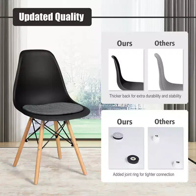 Costway Lot de 4 Chaises de Salle à Manger Scandinaves DSW Modernes avec Coussin en Lin Blanc