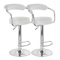 Elama 2 Piece Faux Leather Retro Adjustable Bar Stool with Chrome Handles and Base