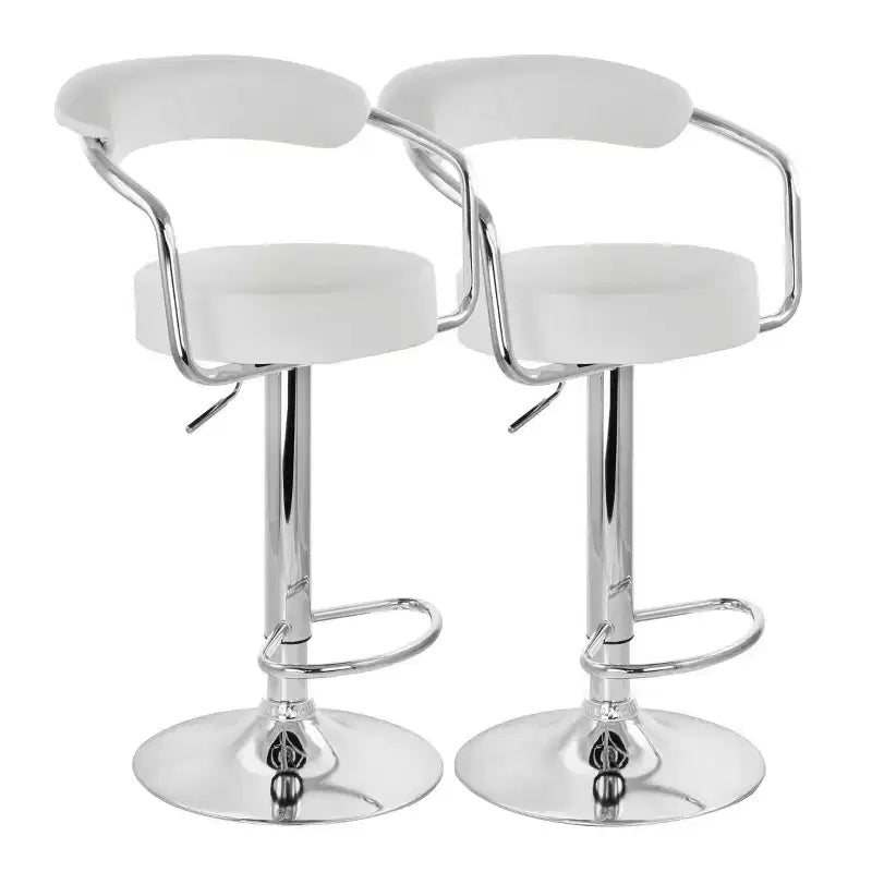 Elama 2 Piece Faux Leather Retro Adjustable Bar Stool with Chrome Handles and Base