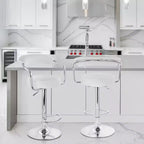 Elama 2 Piece Faux Leather Retro Adjustable Bar Stool with Chrome Handles and Base